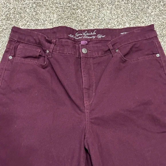 Gloria Vanderbilt 16 XL 1X Jeans Denim Wine Stretch Slimming Rail Straight - Picture 6 of 11